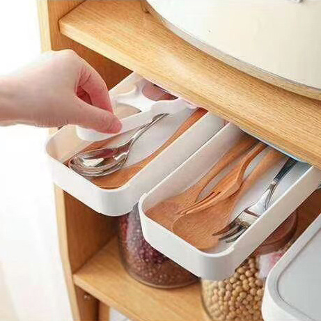 under-Desk Drawer Key Storage Box Office Desktop Student Stationery Box Table Bottom Adhesive Hidden Pencil Case