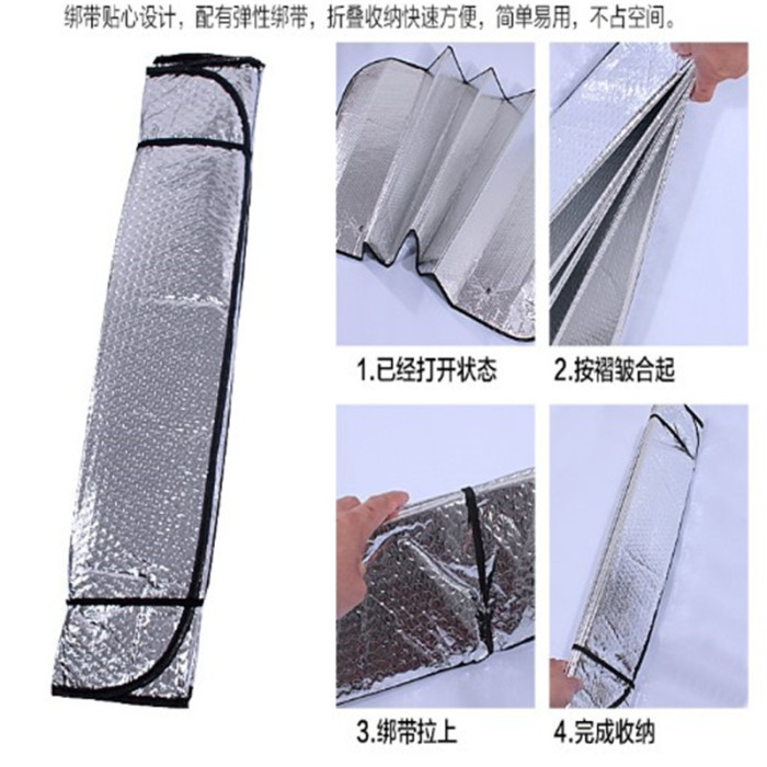 Car sunscreen shade silver double sided 130X60 car sun shade Car sunscreen shade silver double sided 130X60 car sun shade