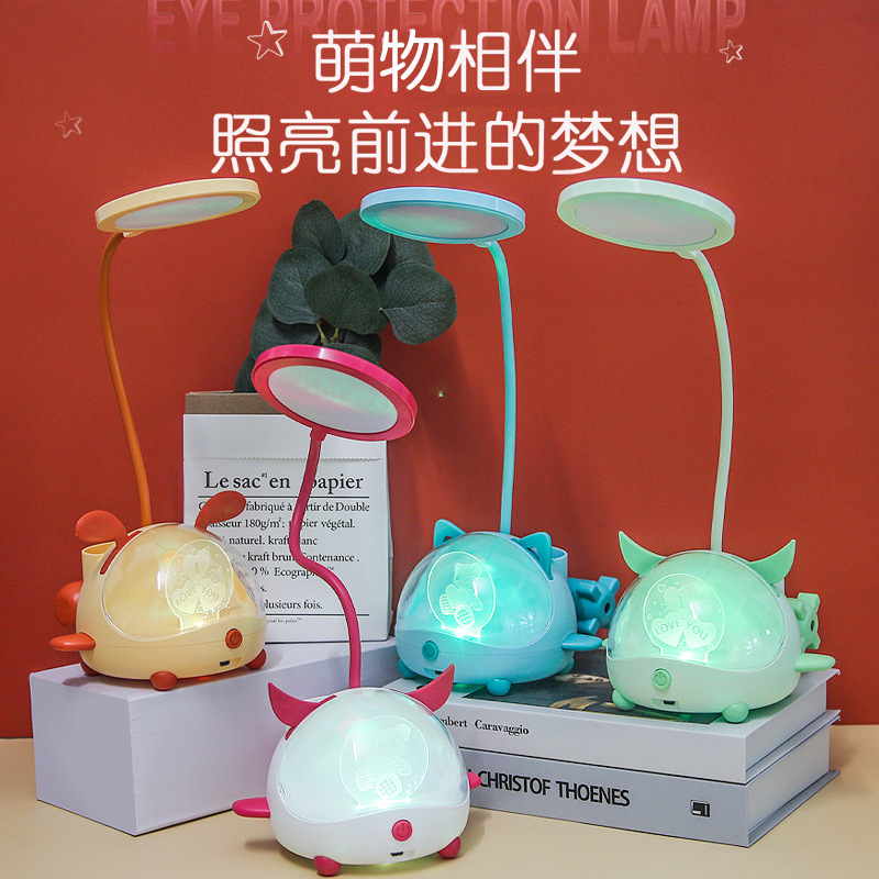 Creative New Cartoon Submarine Aircraft Led Acrylic Table Lamp 2 Gear Pen Holder Pencil Sharper Night Light Small Gift