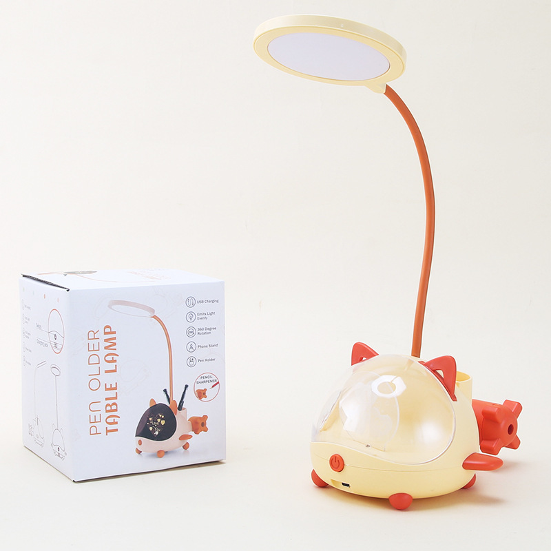 Creative New Cartoon Submarine Aircraft Led Acrylic Table Lamp 2 Gear Pen Holder Pencil Sharper Night Light Small Gift