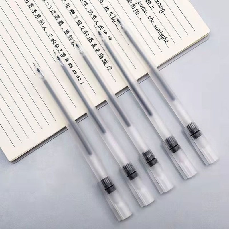 Frosted Gel Pen Fresh Non-Printed Wind Black Ball Pen 0.5mm Full Needle Tube Office Signature Pen for Students