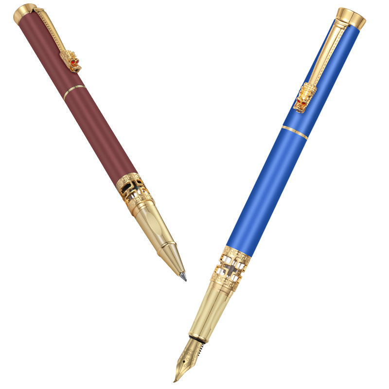 High-End Business Neutral Ball Pen Gift Advertising Metal Roller Ball Pen Student Signature Pen Pen Printing Logo Set