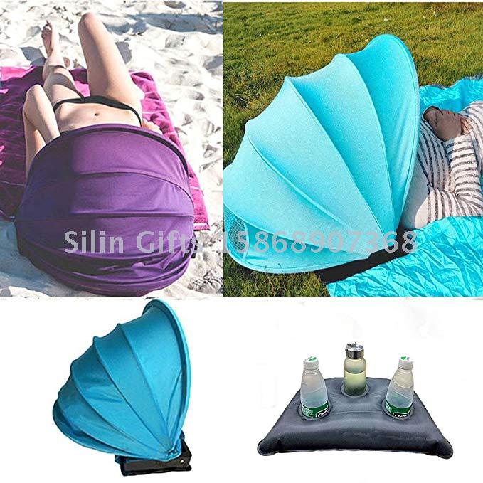 Mini Face Tent,Outdoor Beach Shelter Tent Pop Up Portable Face Sun Shade Canopy Protection Tent with Pillow,Beach Mat