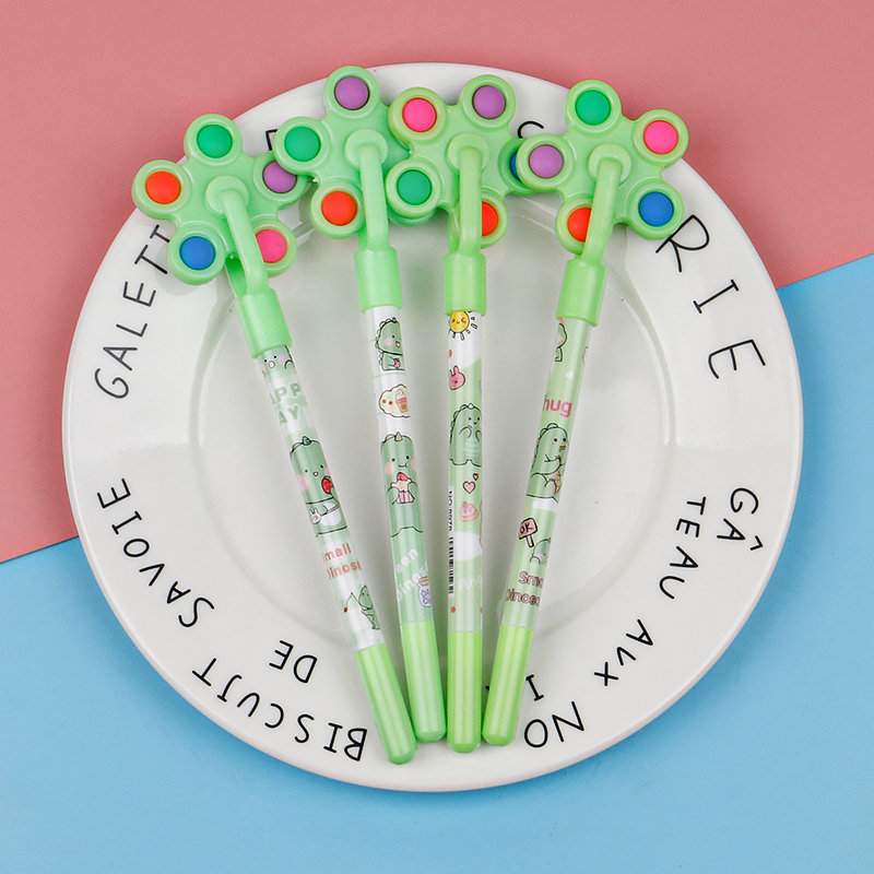 Little Dinosaur Decompression Windmill Gel Pen Student Gift Educational High Color Value School Supplies Black 0.5mm Ball Pen