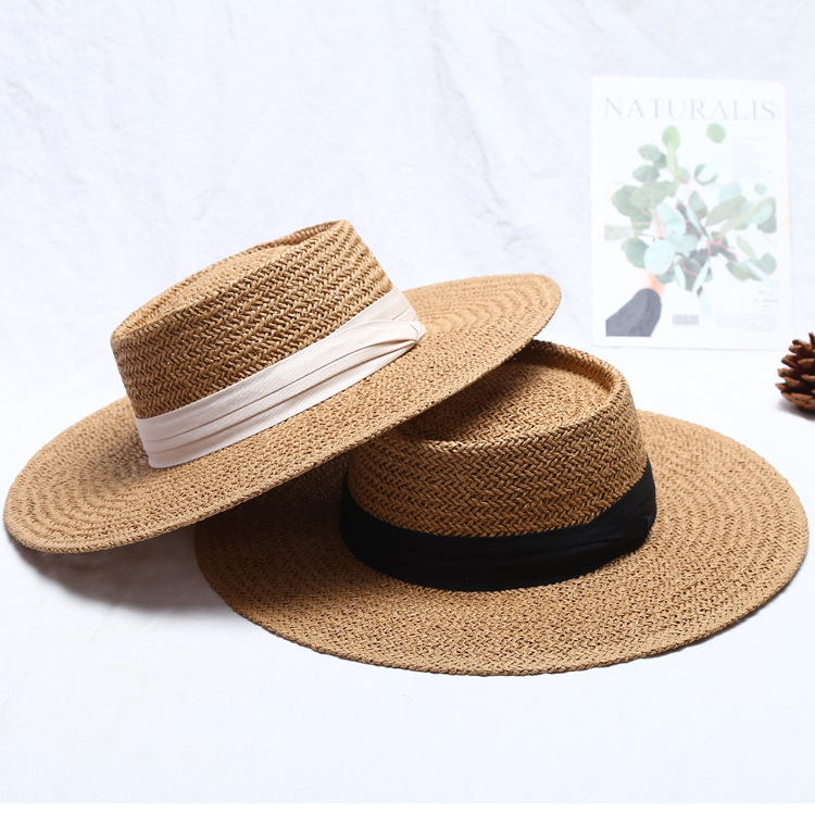 Korean Style Flat Straw Hat Elegant Casual Hat Women's Summer Seaside Big Brim Sun Protection Sun Shade Vacation All-Matching Korean Style Flat Straw Hat Elegant Casual Hat Women's Summer Seaside Big Brim Sun Protection Sun Shade Vacation All-Matching