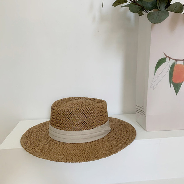 Korean Style Flat Straw Hat Elegant Casual Hat Women's Summer Seaside Big Brim Sun Protection Sun Shade Vacation All-Matching Korean Style Flat Straw Hat Elegant Casual Hat Women's Summer Seaside Big Brim Sun Protection Sun Shade Vacation All-Matching