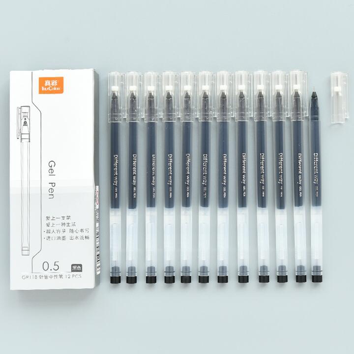 True Color 0.5mm Gel Pen Large Capacity Syringe Black Red Blue Signature Ball Pen 12 PCs Boxed Wholesale