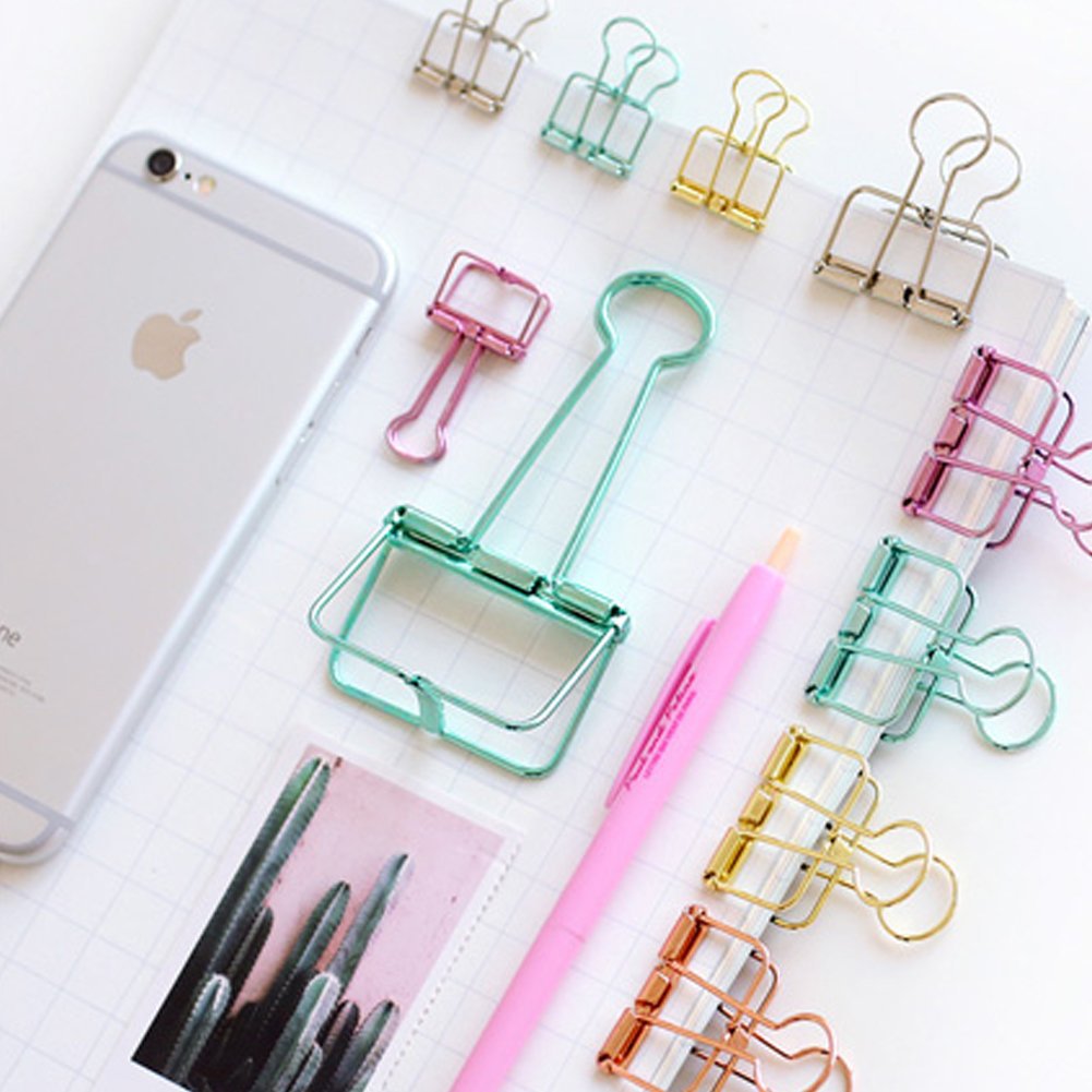 Hand Folder 19mm Bill Binder Clip Metal Color Electroplating Cross-Border Office Supplies Long Tail Hollow Clip 32mm