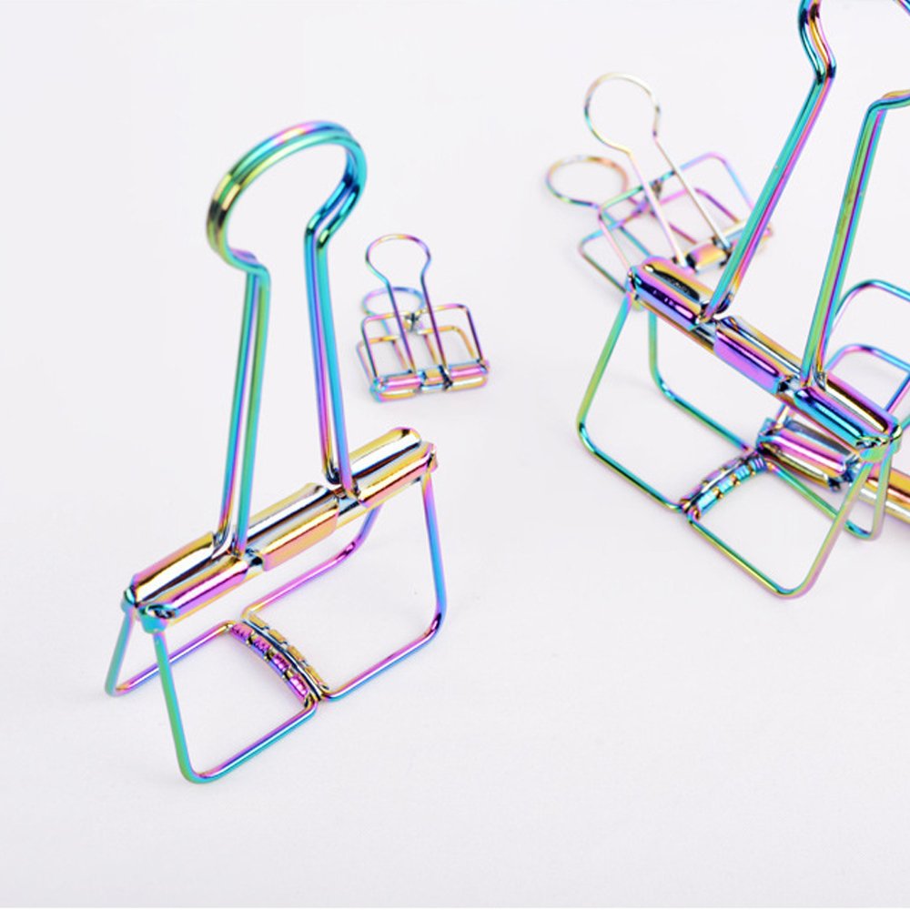 Hand Folder 19mm Bill Binder Clip Metal Color Electroplating Cross-Border Office Supplies Long Tail Hollow Clip 32mm