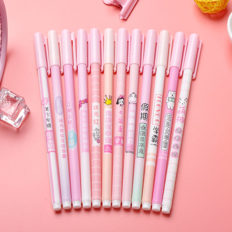 Xueba Pen Black Gel Pen Creative Black Pen Signature Pen 0.5 Black Full Needle Tube Refill Student Ball Pen