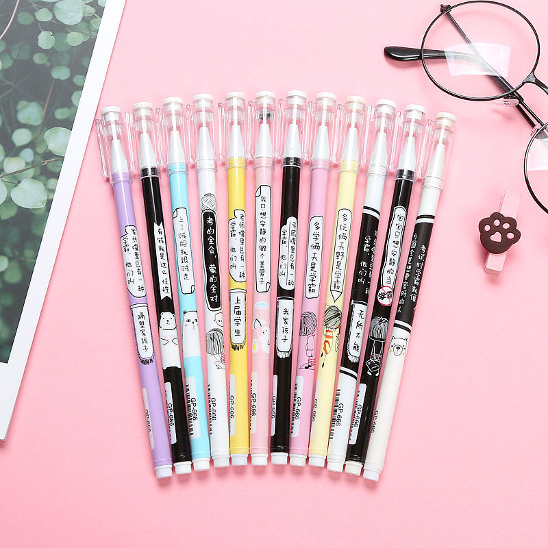 Xueba Pen Black Gel Pen Creative Black Pen Signature Pen 0.5 Black Full Needle Tube Refill Student Ball Pen