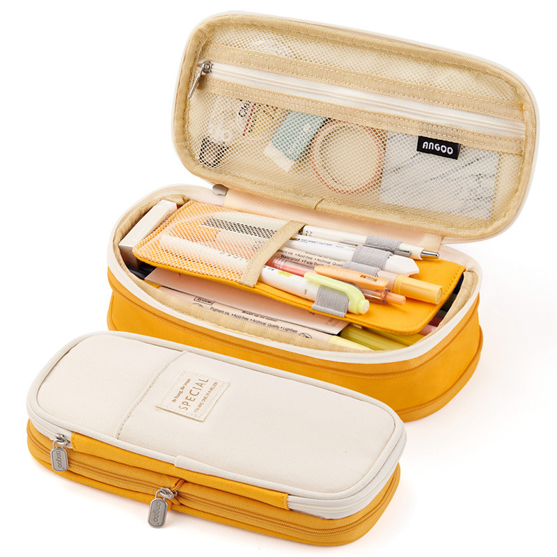 Angoo Stationery Japanese and Korean Style Macaron Color Matching Can Be Changed into Large Capacity Upgraded Pencil Case Stationery Box