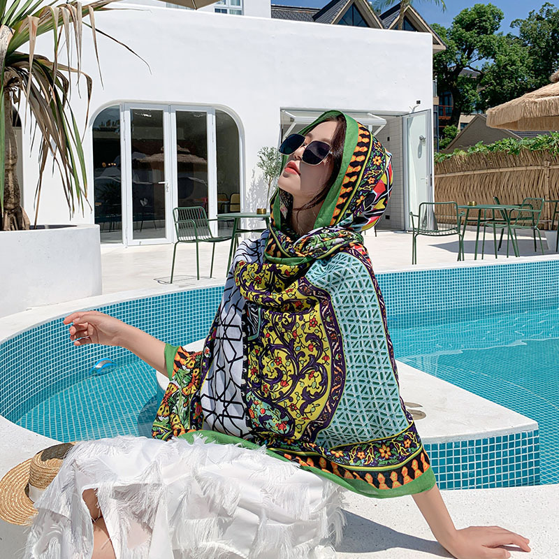 Summer Cotton and Linen Ethnic Style Beach Towel Women's New Sun Shade Vacation Sun Protection Air-Conditioner Shawl Travel Printed Scarf Summer Cotton and Linen Ethnic Style Beach Towel Women's New Sun Shade Vacation Sun Protection Air-Conditioner Shawl Travel Printed Scarf