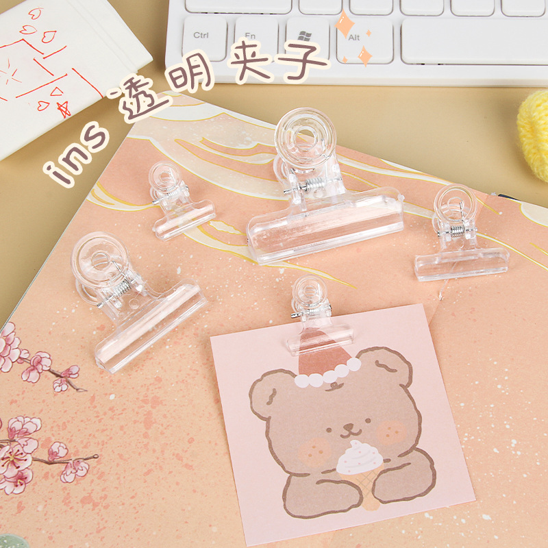Transparent Long Tail Clip Binder Clip Document Folder Test Paper Category Folder Plastic Clip Snack Seal Clip Binding Ticket Holder