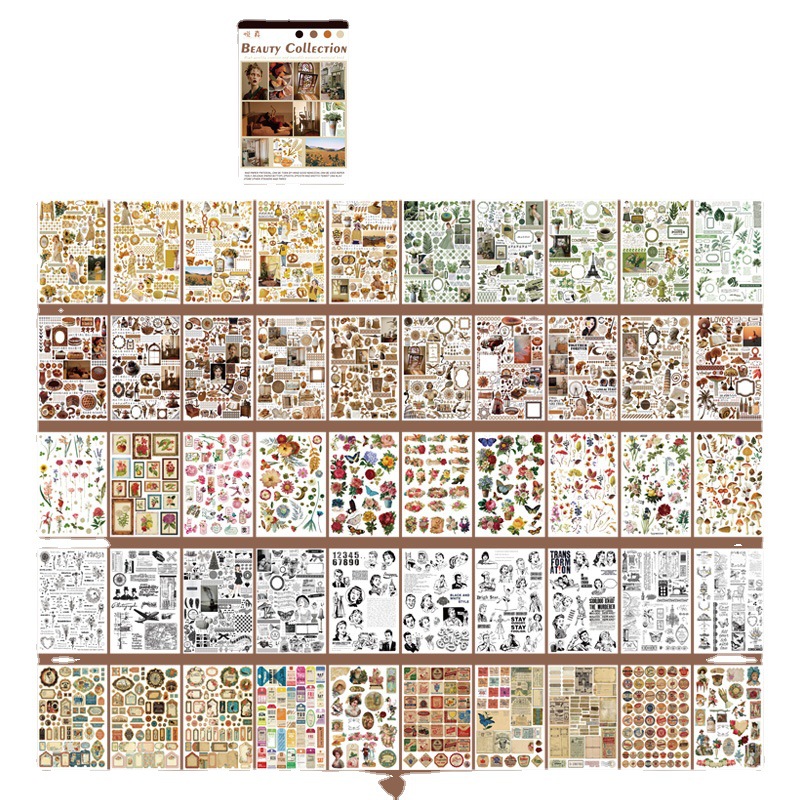 Yue Zhen Impression World Series Hand Account Sticker Book Creative Ins Retro Cute Cartoon Small Stickers Material Wholesale