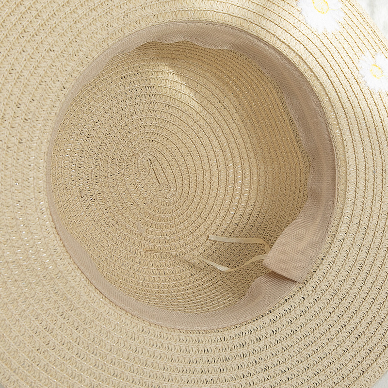 Summer Korean Style Outdoor Travel Parent-Child Big Brim Embroidered Small Chrysanthemum Bow Foldable Sun Protection Sun Shade Straw Hat for Women Summer Korean Style Outdoor Travel Parent-Child Big Brim Embroidered Small Chrysanthemum Bow Foldable Sun Protection Sun Shade Straw Hat for Women