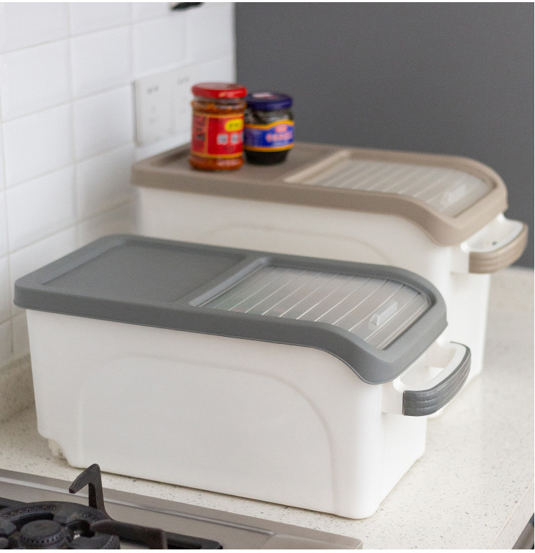Rolling Shutter Mop Cover Nordic Thickened Rice Bucket Plastic Tape Pulley Window Rice Storage Box Moisture-Proof Insect-Proof 15kg Rice Pot Rolling Shutter Mop Cover Nordic Thickened Rice Bucket Plastic Tape Pulley Window Rice Storage Box Moisture-Proof Insect-Proof 15kg Rice Pot