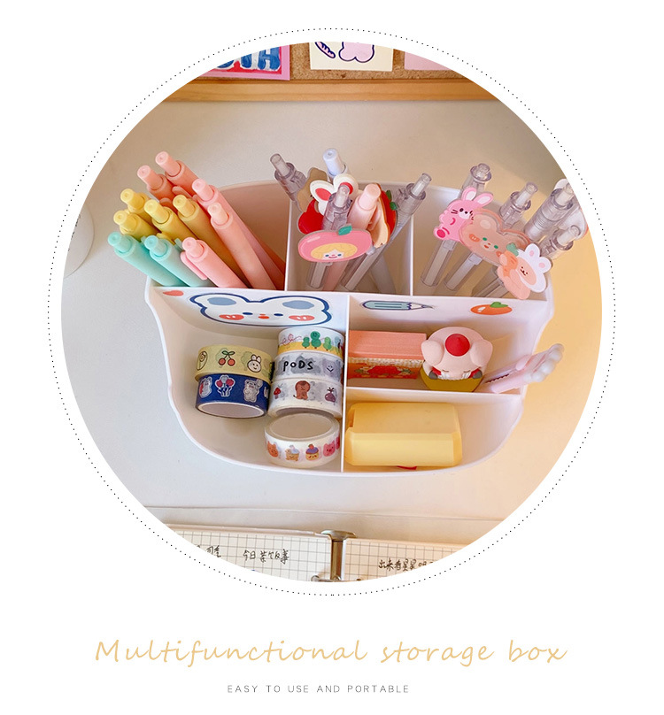 Simple Ins Style Desktop Pen Container Cute Stationery Supplies Storage Box Creative Cartoon Student Dormitory Pencil Case Cute