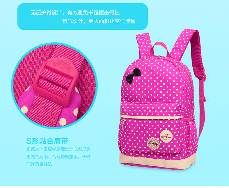 Cute Polka Dot New Casual Elementary and Middle School Student Schoolbags Korean Style Backpack Women's Burden Alleviation Backpack Pencil Case Three-Piece Set Cute Polka Dot New Casual Elementary and Middle School Student Schoolbags Korean Style Backpack Women's Burden Alleviation Backpack Pencil Case Three-Piece Set