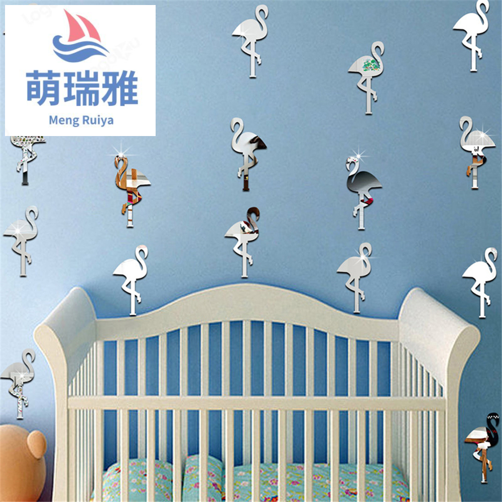 DIY Mirror Wall Sticker Acrylic Cartoon Flamingo Sticker Removable Children Living Room Home Decorative Sticker DIY Mirror Wall Sticker Acrylic Cartoon Flamingo Sticker Removable Children Living Room Home Decorative Sticker