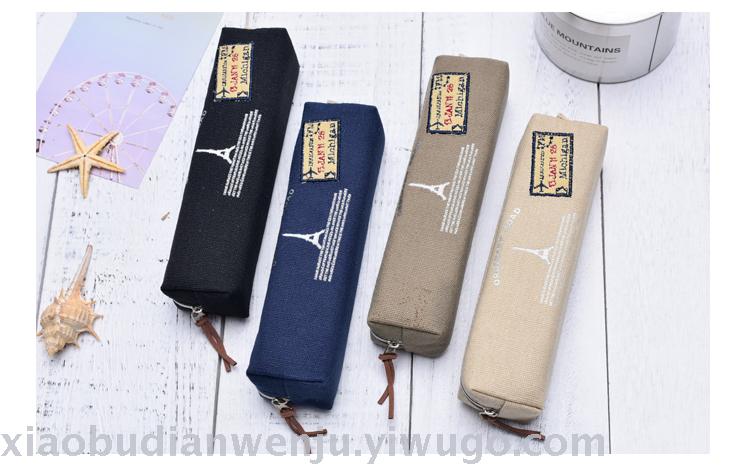 Canvas high appearance level female high school students simple pen bag lovely stationery junior high school students Korean version retro style literary writing case Canvas high appearance level female high school students simple pen bag lovely stationery junior high school students Korean version retro style literary writing case