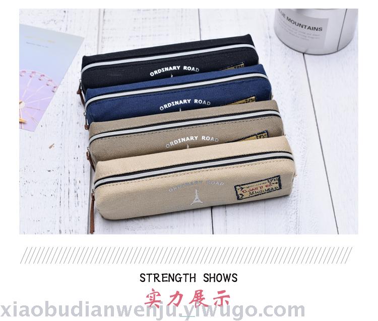 Canvas high appearance level female high school students simple pen bag lovely stationery junior high school students Korean version retro style literary writing case Canvas high appearance level female high school students simple pen bag lovely stationery junior high school students Korean version retro style literary writing case