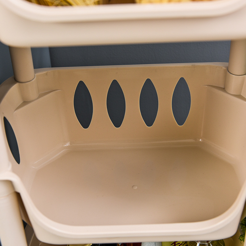 Three-Layer Floor Storage Rack Kitchen Multi-Layer Pulley Plastic Storage Rack Bathroom Bathroom Combination Storage Rack