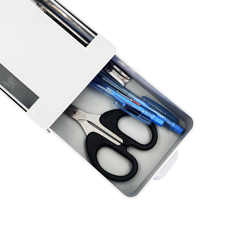 Hidden Plastic Pen Bucket Desk Paste Drawer Type Pencil Storage Case Pen Holder Hanging Office Stationery Clutter Organizing Box