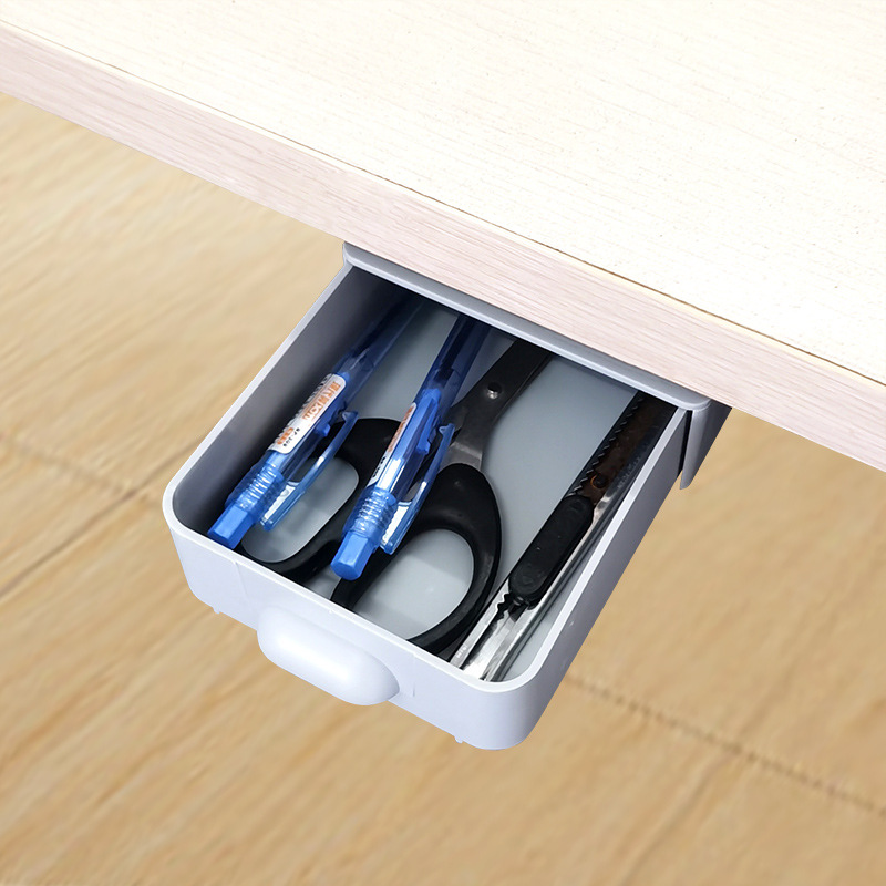 Hidden Plastic Pen Bucket Desk Paste Drawer Type Pencil Storage Case Pen Holder Hanging Office Stationery Clutter Organizing Box Hidden Plastic Pen Bucket Desk Paste Drawer Type Pencil Storage Case Pen Holder Hanging Office Stationery Clutter Organizing Box
