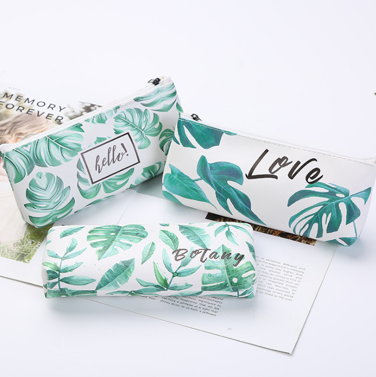 Pen bag PU pen bag bamboo pencil bag student stationery bag makeup bag wash bag