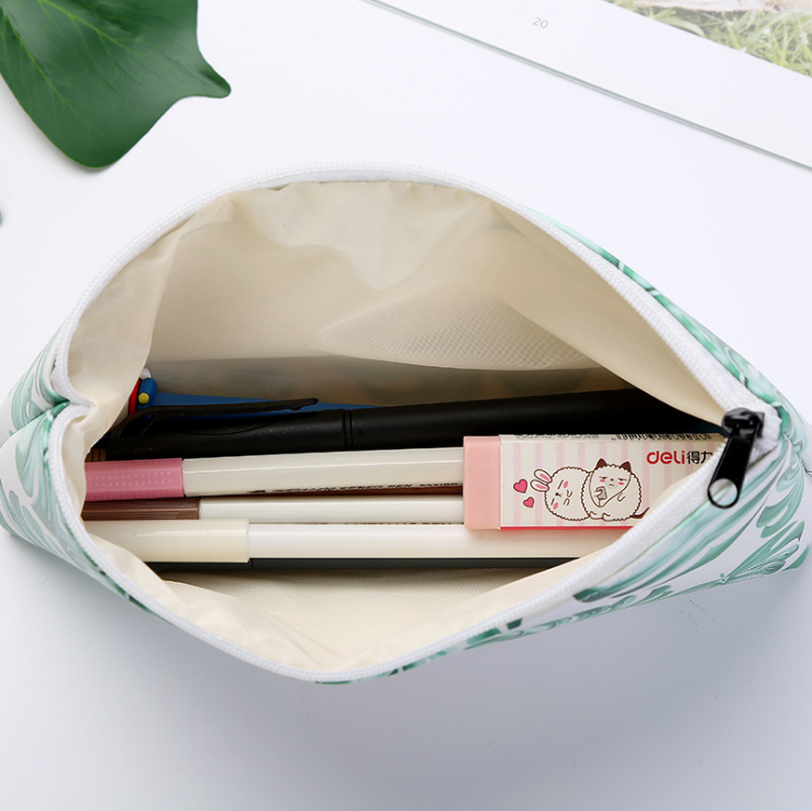 Pen bag PU pen bag bamboo pencil bag student stationery bag makeup bag wash bag