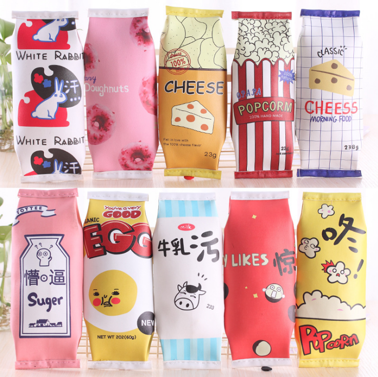 Snack pencil bag cartoon pencil bag Korean stationery bag cute pen bag small fresh pen bag