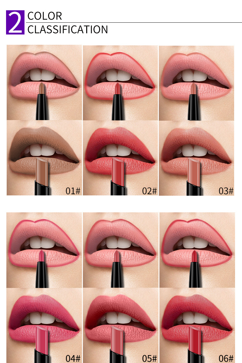 DoubleHeaded Matte Lipstick Pen Lip Liner Automatic Rotation Lip Pencil Easy to Color CrossBorder Foreign Trade Model DoubleHeaded Matte Lipstick Pen Lip Liner Automatic Rotation Lip Pencil Easy to Color CrossBorder Foreign Trade Model