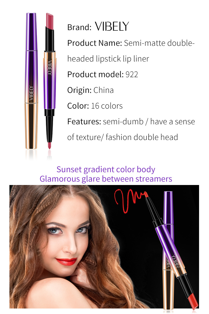 DoubleHeaded Matte Lipstick Pen Lip Liner Automatic Rotation Lip Pencil Easy to Color CrossBorder Foreign Trade Model DoubleHeaded Matte Lipstick Pen Lip Liner Automatic Rotation Lip Pencil Easy to Color CrossBorder Foreign Trade Model