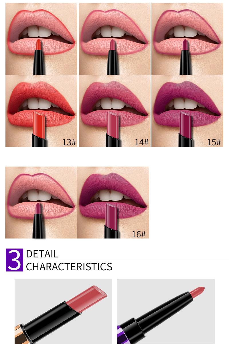 DoubleHeaded Matte Lipstick Pen Lip Liner Automatic Rotation Lip Pencil Easy to Color CrossBorder Foreign Trade Model DoubleHeaded Matte Lipstick Pen Lip Liner Automatic Rotation Lip Pencil Easy to Color CrossBorder Foreign Trade Model