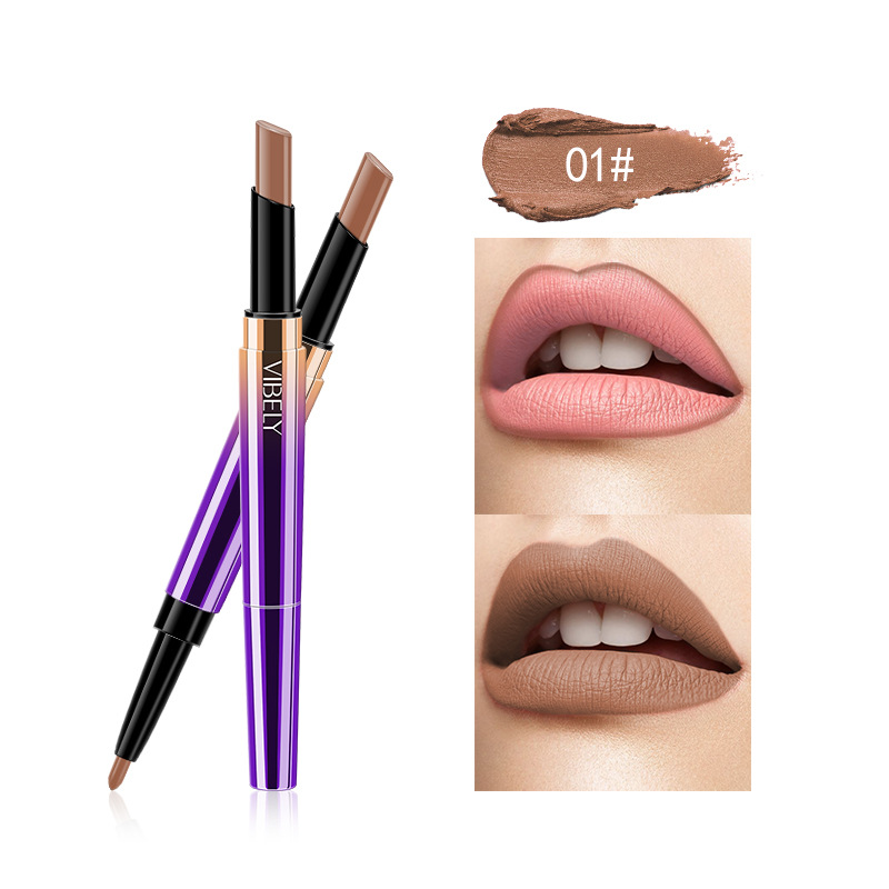 DoubleHeaded Matte Lipstick Pen Lip Liner Automatic Rotation Lip Pencil Easy to Color CrossBorder Foreign Trade Model DoubleHeaded Matte Lipstick Pen Lip Liner Automatic Rotation Lip Pencil Easy to Color CrossBorder Foreign Trade Model