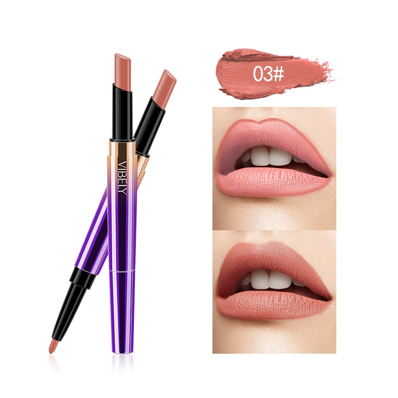 DoubleHeaded Matte Lipstick Pen Lip Liner Automatic Rotation Lip Pencil Easy to Color CrossBorder Foreign Trade Model DoubleHeaded Matte Lipstick Pen Lip Liner Automatic Rotation Lip Pencil Easy to Color CrossBorder Foreign Trade Model