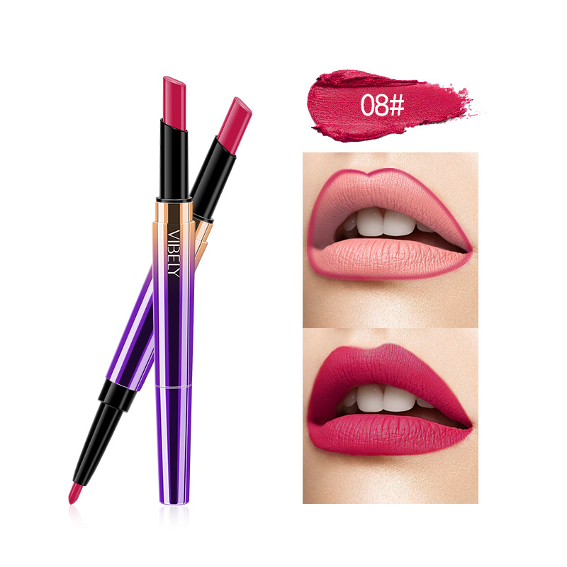 DoubleHeaded Matte Lipstick Pen Lip Liner Automatic Rotation Lip Pencil Easy to Color CrossBorder Foreign Trade Model DoubleHeaded Matte Lipstick Pen Lip Liner Automatic Rotation Lip Pencil Easy to Color CrossBorder Foreign Trade Model