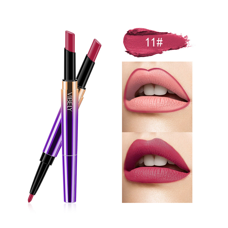 DoubleHeaded Matte Lipstick Pen Lip Liner Automatic Rotation Lip Pencil Easy to Color CrossBorder Foreign Trade Model DoubleHeaded Matte Lipstick Pen Lip Liner Automatic Rotation Lip Pencil Easy to Color CrossBorder Foreign Trade Model
