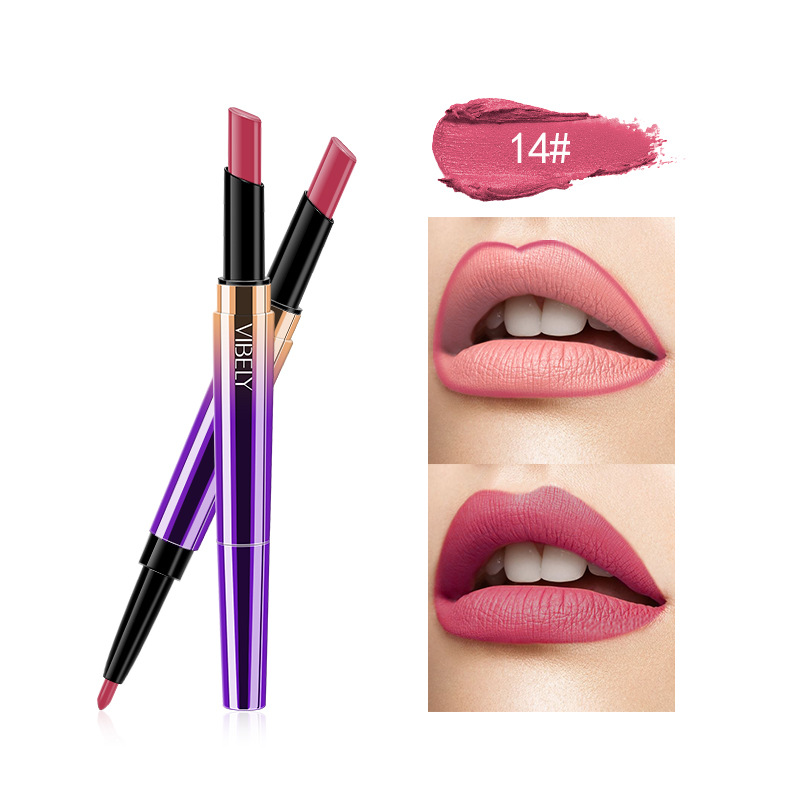 DoubleHeaded Matte Lipstick Pen Lip Liner Automatic Rotation Lip Pencil Easy to Color CrossBorder Foreign Trade Model DoubleHeaded Matte Lipstick Pen Lip Liner Automatic Rotation Lip Pencil Easy to Color CrossBorder Foreign Trade Model