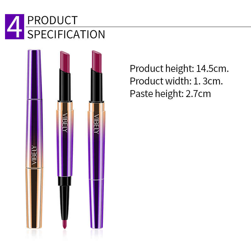 DoubleHeaded Matte Lipstick Pen Lip Liner Automatic Rotation Lip Pencil Easy to Color CrossBorder Foreign Trade Model DoubleHeaded Matte Lipstick Pen Lip Liner Automatic Rotation Lip Pencil Easy to Color CrossBorder Foreign Trade Model