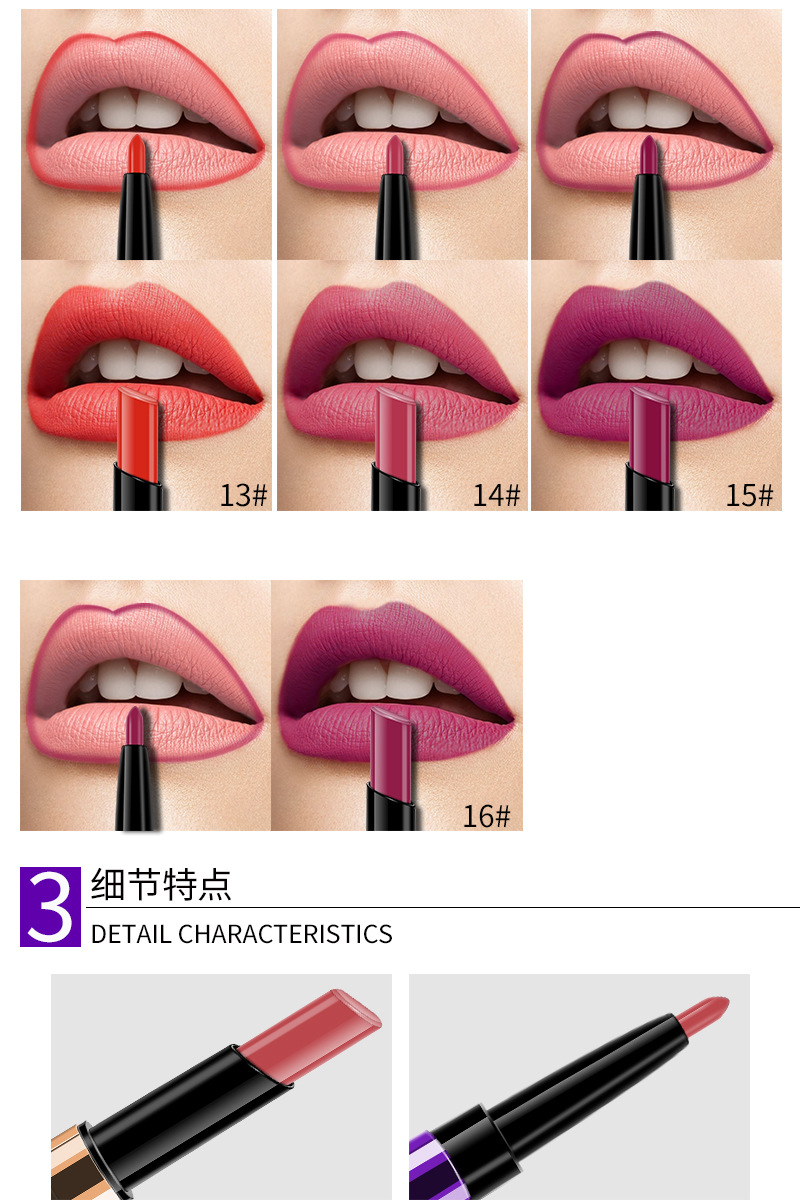 DoubleHeaded Matte Lipstick Pen Lip Liner Automatic Rotation Lip Pencil Easy to Color CrossBorder Foreign Trade Model DoubleHeaded Matte Lipstick Pen Lip Liner Automatic Rotation Lip Pencil Easy to Color CrossBorder Foreign Trade Model
