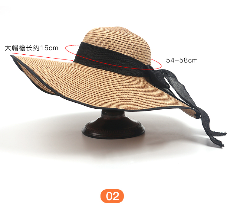 Beach Straw Hat Women's Summer Seaside Travel Big Brim Sun Protection Sun Shade Vacation All-Match Wide Brim Summer Hat Sun Hat