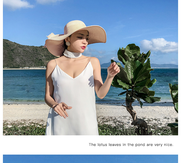 Beach Straw Hat Women's Summer Seaside Travel Big Brim Sun Protection Sun Shade Vacation All-Match Wide Brim Summer Hat Sun Hat