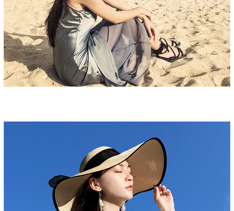 Beach Straw Hat Women's Summer Seaside Travel Big Brim Sun Protection Sun Shade Vacation All-Match Wide Brim Summer Hat Sun Hat