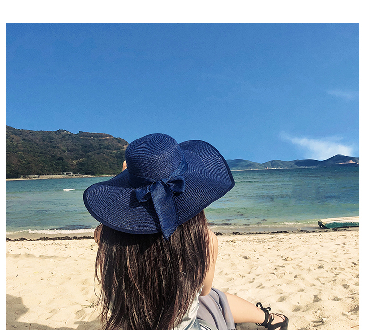 Beach Straw Hat Women's Summer Seaside Travel Big Brim Sun Protection Sun Shade Vacation All-Match Wide Brim Summer Hat Sun Hat