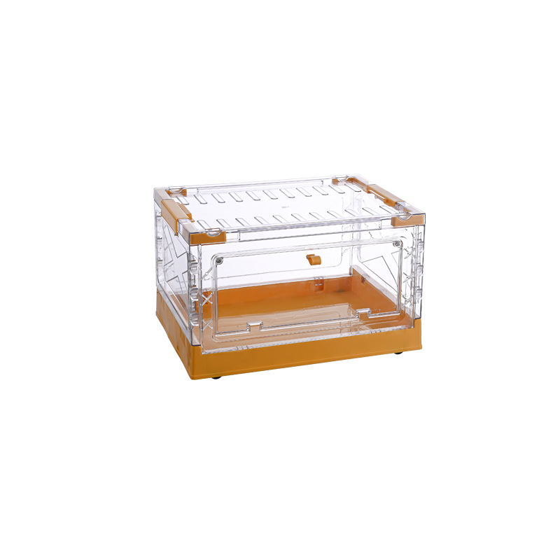 Folding Double Door Storage Box Clear with Cover Storage Box Toy Clothes Storage Box Large with Pulley Plastic Case