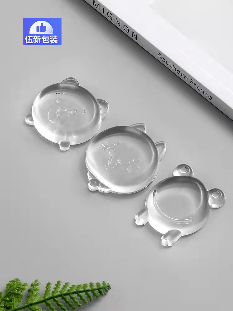 Door Handle Crash Pad Silicone Protective Cover Cartoon Transparent Wall Sticker Pads behind the Door Door Lock Refrigerator Door Bump Proof Artifact