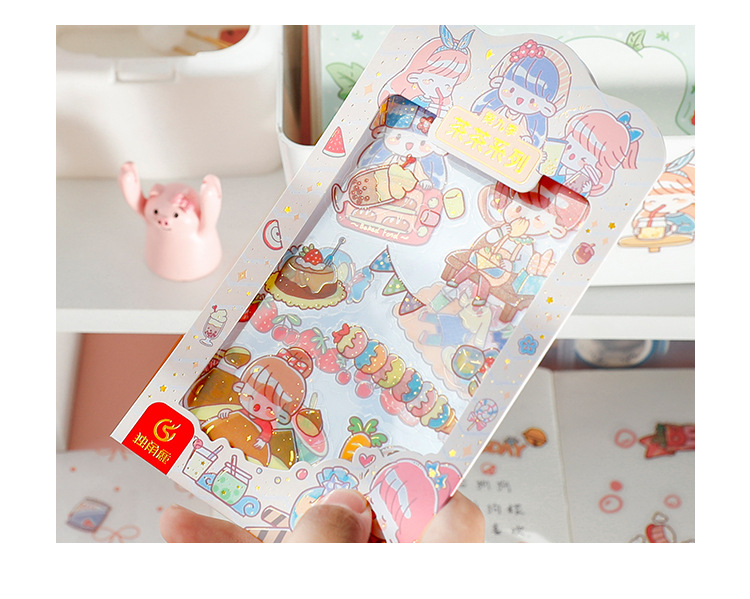 Creative Tea Tea Season 9 Journal Stickers Cartoon Students' Stickers Material DIY Decorative Sticker Cute Stickers Decoration