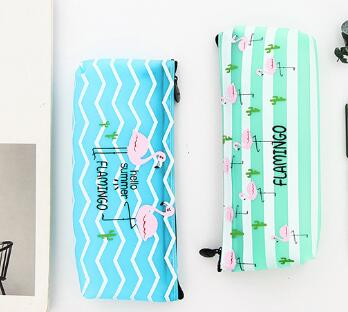 Japan and Korea Flamingo PU Jelly glue Large capacity stationery bag pen bag pencil writing case storage bag Japan and Korea Flamingo PU Jelly glue Large capacity stationery bag pen bag pencil writing case storage bag